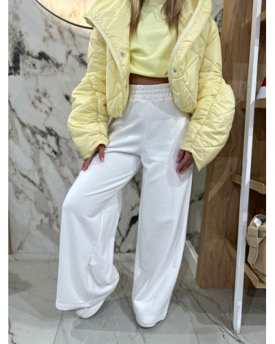 Spodnie dresowe z szeroką nogawką By o la la...! śmietankowe