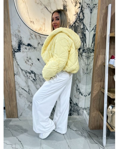 Spodnie dresowe z szeroką nogawką By o la la...! śmietankowe