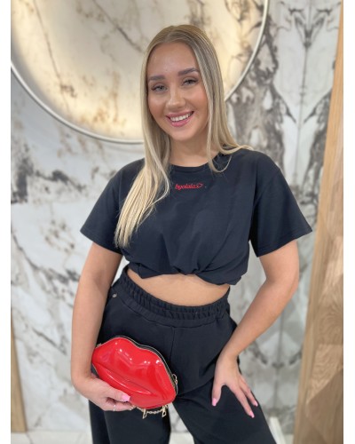 Spodnie dresowe z szeroką nogawką By o la la...! czarne