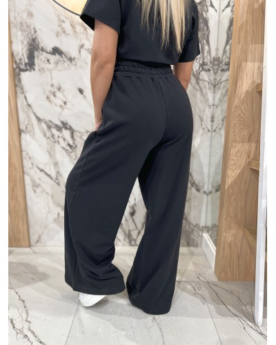 Spodnie dresowe z szeroką nogawką By o la la...! czarne