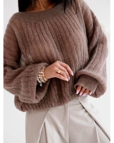 Sweter moherowy mgiełka By o la la...! kakao