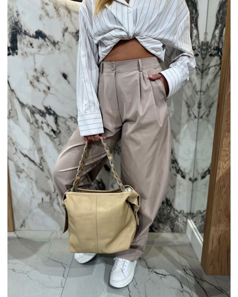 Spodnie drelichowe balony By o la la...! beżowe