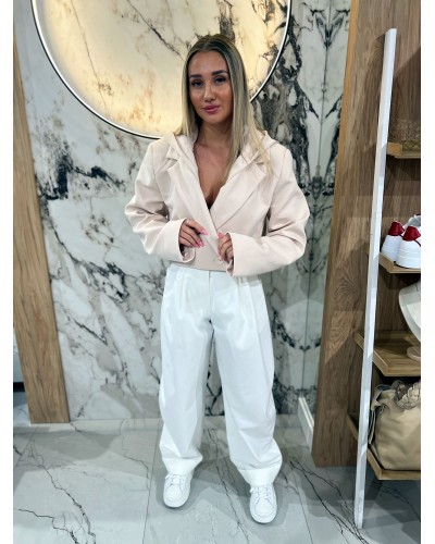 Spodnie drelichowe balony By o la la...! śmietankowe