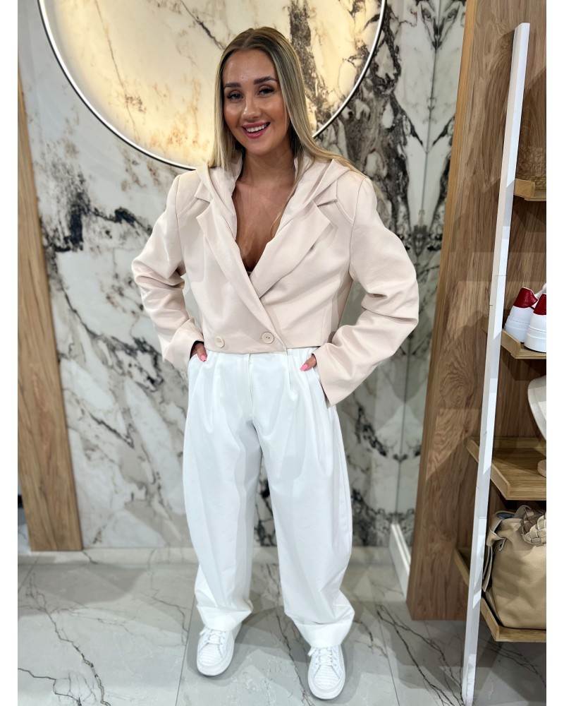 Spodnie drelichowe balony By o la la...! śmietankowe