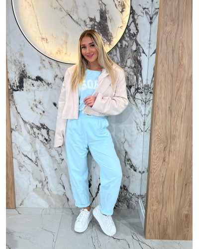 Spodnie dresowe z etykietą By o la la...! blue mint