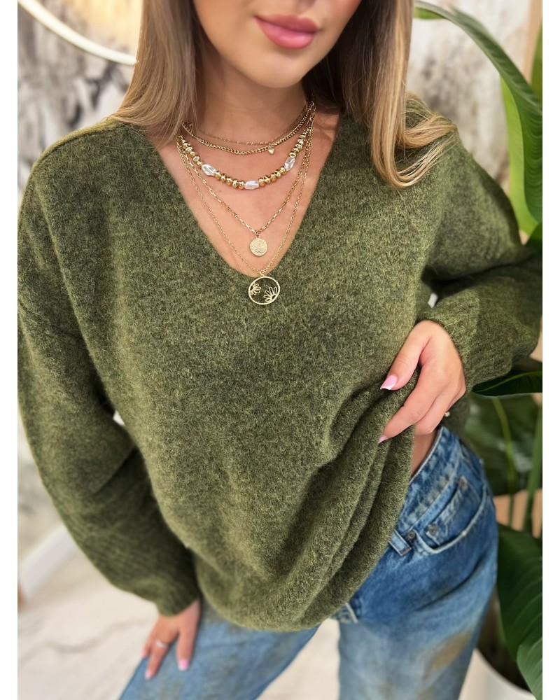 Sweter moherowy z dekoltem By o la la...! olive
