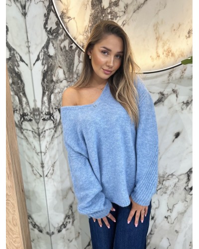 Sweter moherowy z dekoltem By o la la...! stone blue