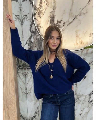 Sweter moherowy z dekoltem By o la la...! navy blue