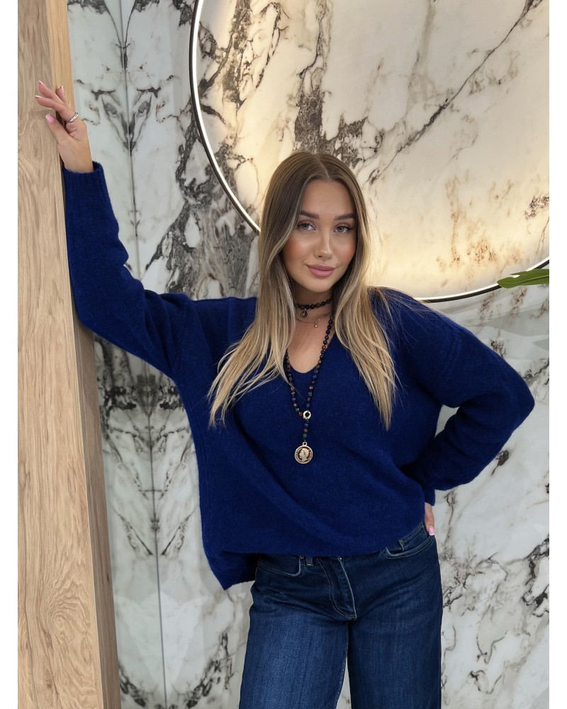 Sweter moherowy z dekoltem By o la la...! navy blue