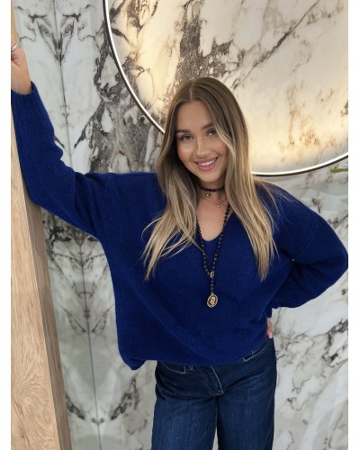 Sweter moherowy z dekoltem By o la la...! navy blue