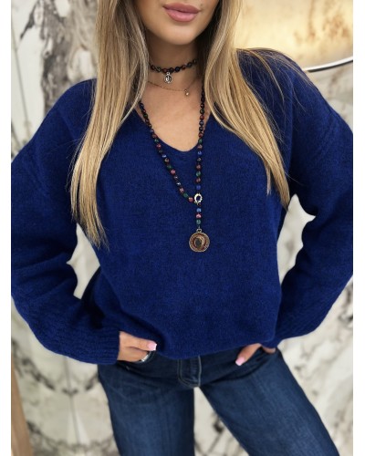 Sweter moherowy z dekoltem By o la la...! navy blue