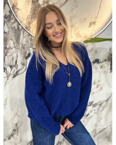 Sweter moherowy z dekoltem By o la la...! navy blue