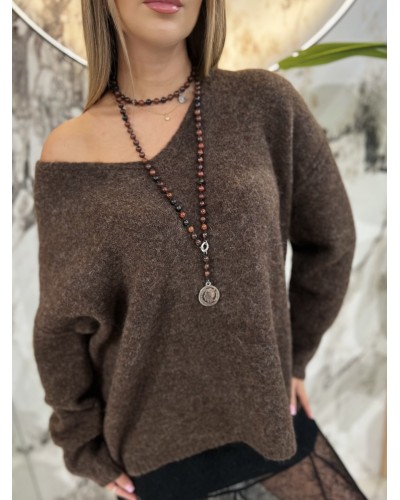 Sweter moherowy z dekoltem By o la la...! espresso