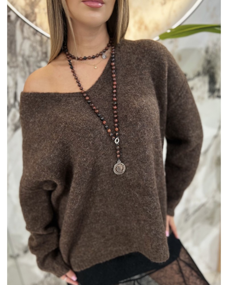Sweter moherowy z dekoltem By o la la...! espresso