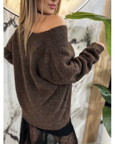 Sweter moherowy z dekoltem By o la la...! espresso