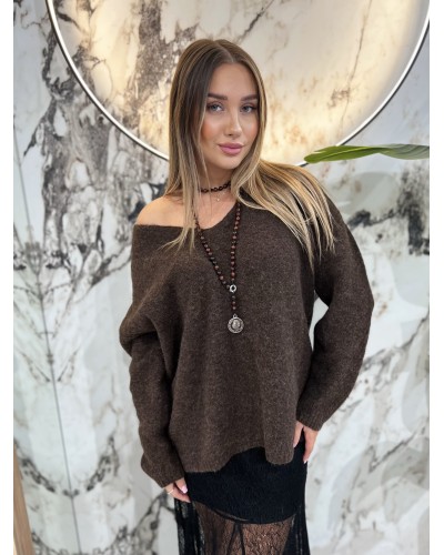 Sweter moherowy z dekoltem By o la la...! espresso