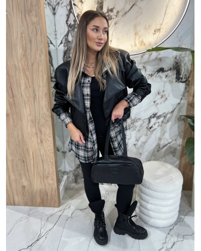 Krótka kurtka z ekoskóry By o la la...! czarna