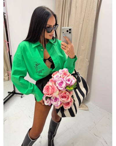 Koszula z haftem na kieszonce La Milla zielona