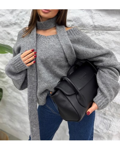 Sweter z szalem La Milla szary