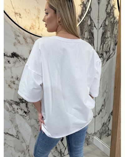 T-shirt NYC By o la la...! biały z camelem