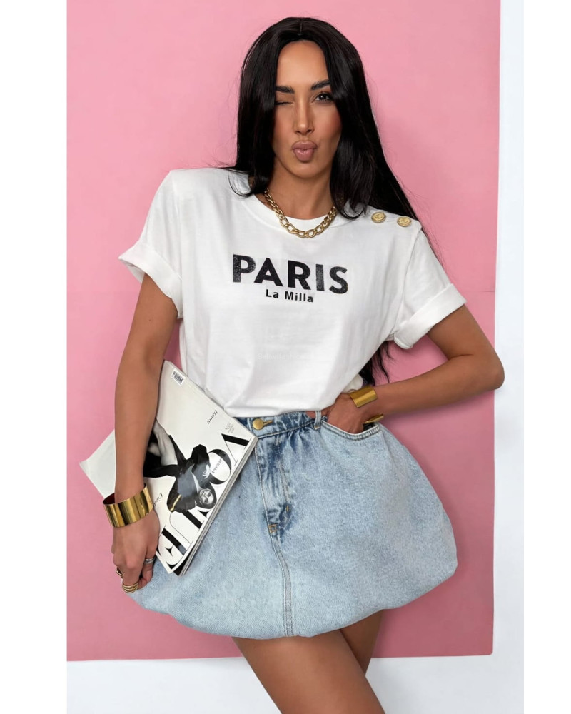 T-Shirt La Milla Paris biały z czarnym