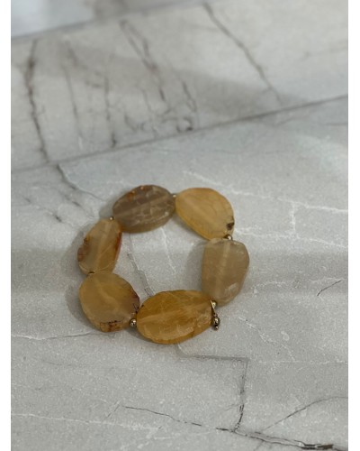 Bransoletka z płaskich kamieni By o la la...! miodowa