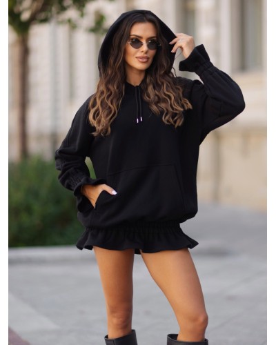 Bluza długa z falbanką By o la la...! czarna
