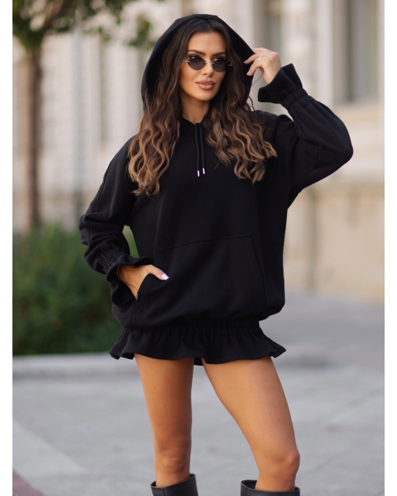 Bluza długa z falbanką By o la la...! czarna