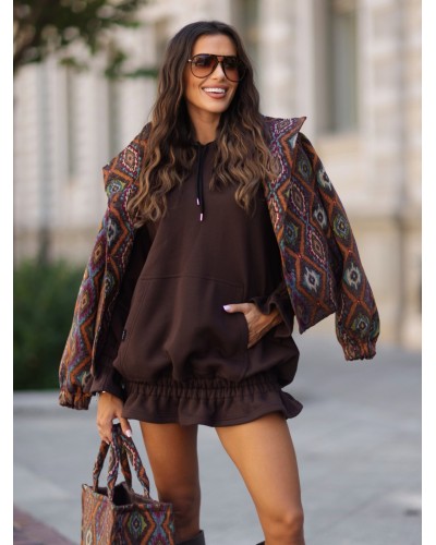 Bluza długa z falbanką By o la la...! espresso