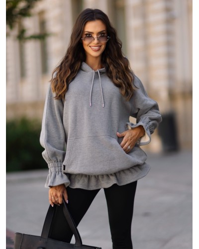 Bluza długa z falbanką By o la la...! smoke gray
