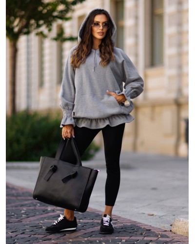 Bluza długa z falbanką By o la la...! smoke gray