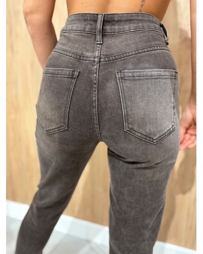 Spodnie jeansowe z przeszyciem MOM FIT dekatyzowane