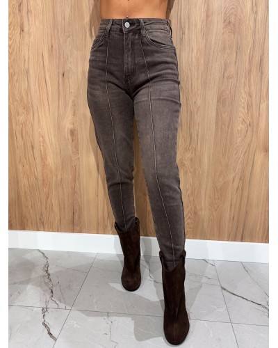 Spodnie jeansowe z przeszyciem MOM FIT dekatyzowane