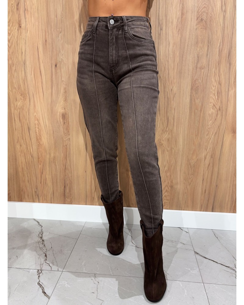 Spodnie jeansowe z przeszyciem MOM FIT dekatyzowane