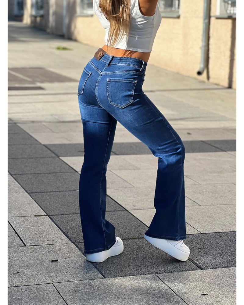 Spodnie jeansowe FLARED LEG ciemny jeans