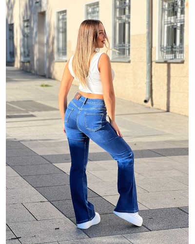 Spodnie jeansowe FLARED LEG ciemny jeans