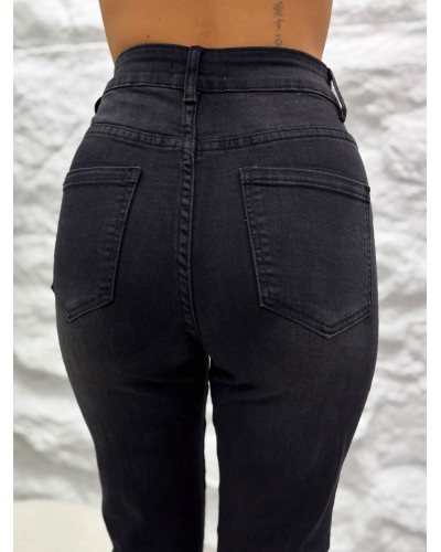 Spodnie jeansowe z przeszyciem MOM FIT czarne