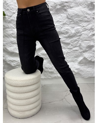 Spodnie jeansowe z przeszyciem MOM FIT czarne