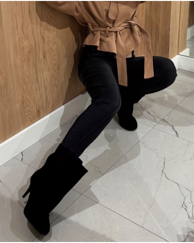 Spodnie jeansowe z przeszyciem MOM FIT czarne