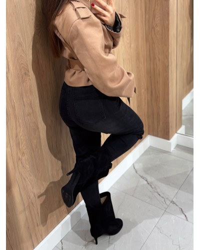 Spodnie jeansowe z przeszyciem MOM FIT czarne