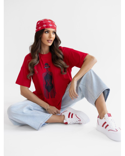 T-shirt z modelką By o la la...! czerwony