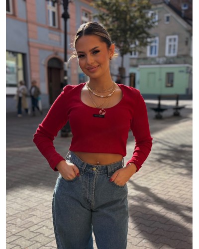 Top krótki z długim rękawem La Milla czerwony