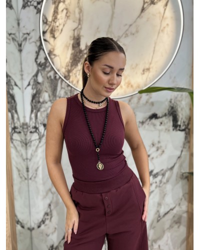 Bokserka prążkowana classy By o la la...! black cherry