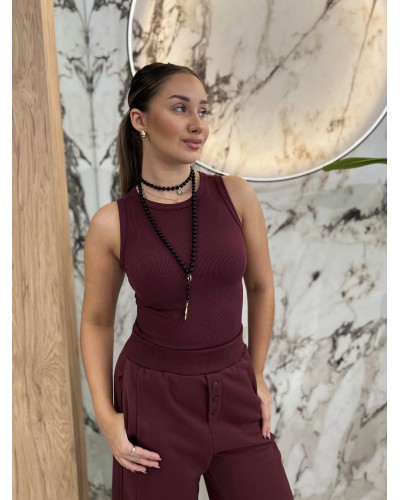 Bokserka prążkowana classy By o la la...! black cherry