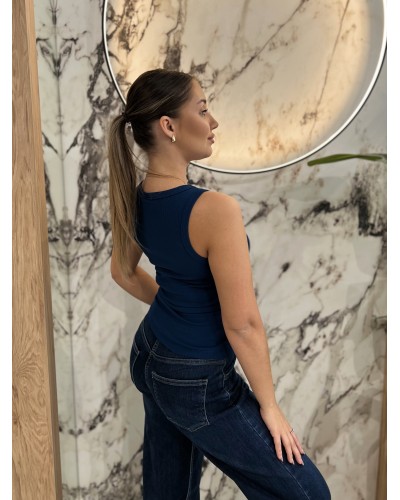 Bokserka prążkowana classy By o la la...! navy blue