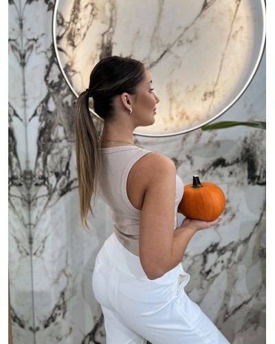 Bokserka prążkowana classy By o la la...! beżowa