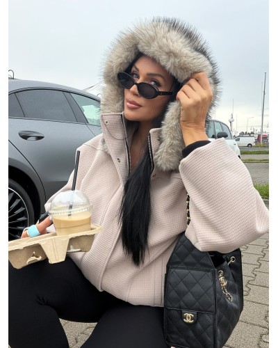 Kurtka oversize z kapturem La Milla beżowa