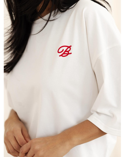 T-shirt z kwiatowym tyłem By o la la...! śmietankowa z red kiss