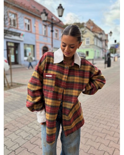 Koszula w kratę z barankiem La Milla musztardowy