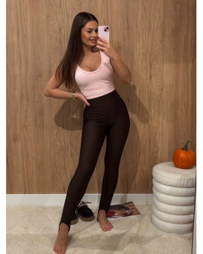 Legginsy zapiętki lśniące La Milla czekoladowe